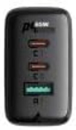 ACEFAST Duvar Şarj Cihazı USB-C 65W + USB-C 20W + USB-A 18W Çıkış Type-C PD65W (2xUSB-C+1xUSB-A) EU Siyah Renk A13