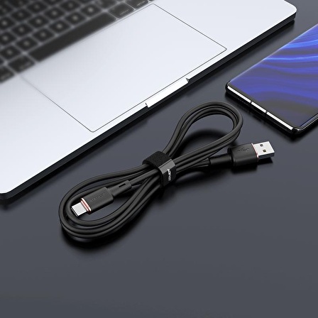 Acefast C2-04 USB Type-C 3A Hızlı Şarj ve Data Kablosu Siyah