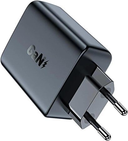 ACEFAST Duvar Tipi Şarj Cihazı PD50W Dual USB-C 45W Çıkış Hızlı Şarj Başlığı GaN Type-C Çıkışlı Şarj Kafa (2xUSB-C) EU A29 Siyah