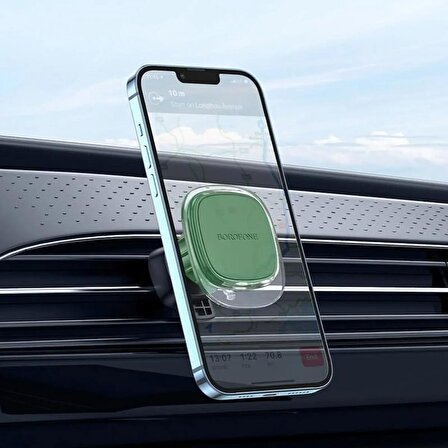 Borofone Araç İçi Telefon Manyetik Tutucu Araç Havalandırmasına Uygulanır iPhone Uyumlu Samsung Uyumlu Xiaomi Uyumlu Turkuaz Renk BH82