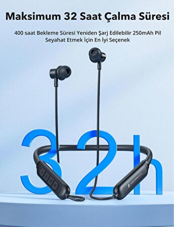 TaoTronics TT-BH115 ENC Mikrofonlu Mıknatıslı Boyun Askılı Bluetooth Kulaklık IPX5 30 Saat Müzik BT 5.3 Çift Cihaz Desteği