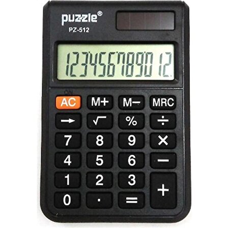 Puzzle Mini Cep Boy Siyah Hesap Makinesi PZ 512
