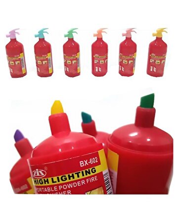 Yangın Tüpü Şekilli Fosforlu Kalem 6 Renk BX-602