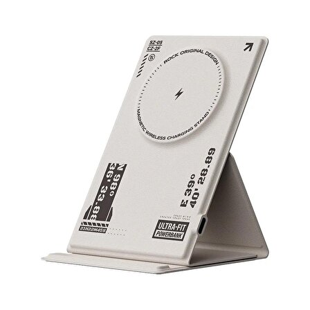 Rock W50 MagSafe Standlı Kablosuz Şarj Cihazı - Beyaz