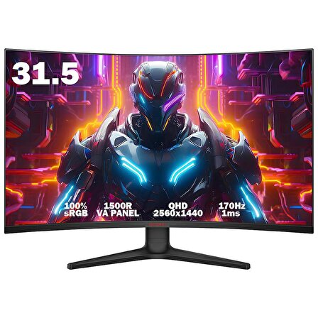 Koorui 31.5" GA01 170Hz 1ms VA QHD (HDMI, DisplayPort) Curved Monitör