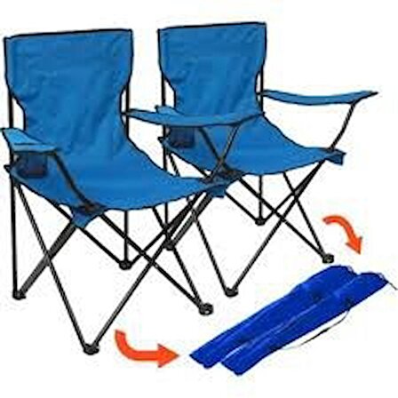Kamp Sandalyesi Mavi 2'li Set