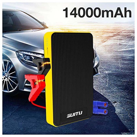 Polham Led Lambalı 12V Dizel ve Benzinli Araç İçin 14000mAh Akü Takviye Seti, Akü Çalıştırma Seti