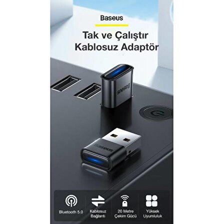 BASEUS BA04 Bluetooth 5.0 Wireless Kablosuz Adaptör Bluetooth Adaptör Dongle Kit