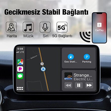 Polham Araç İçi İphone Cihazlar İçin Kablosuz Apple CAR PLAY Adaptörü, Wireless Carplay Çevirici 