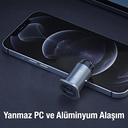 Polham 24W Ultra Hızlı 2 USB Girişli Araç Çakmaklık Şarj Adaptörü, Yanmaz Minimal Tasarımlı Çakmaklık