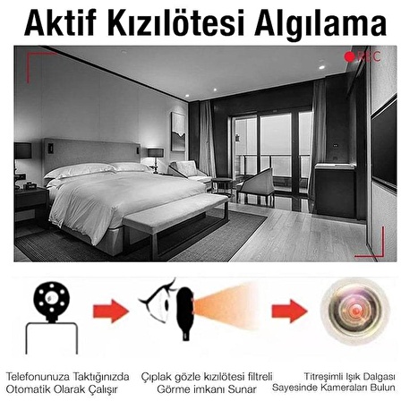 Coofbe Type-C Giriş Taşınabilir Mini Kızılötesi Kamera Bulucu, Spy, Hidden Kamera Dedektörü