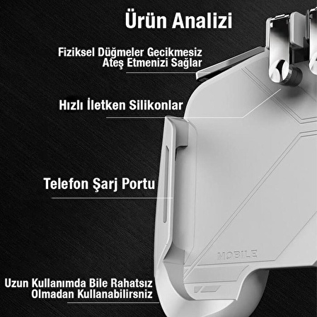 Polham L1-R1 Telefon Oyun Kolu, 4-6.5inch Telefon Uym Pubg, Call Of Duty Oyun kolu, Gamer Tetik