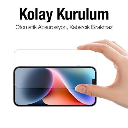 Polham 9H 2.5D iPhone 14 6.1inç Full Kaplama Kırılmaz Ekran Koruyucu, Parmak İzi Bırakmaz Koruyucu