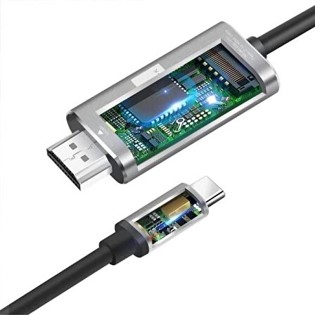 Polham 1.8 Metre Type-C to HDMİ 4K 60Hz Ses ve Görüntü Kablosu, Telefon, Tablet, PC HDMİ Kablosu