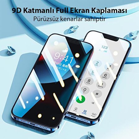 Polham 9D Ultra Sert ve Dayanıklı iPhone 14 Plus Ful Kaplama Kırılmaz Ekran Koruyucu, Glue-Tempered