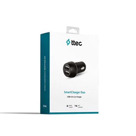 Ttec 15.5W 3.1A Süper Hızlı 2x USB Girişli Araç Şarj Cihazı, Akım ve Isı Korumalı Araç Şarj Başlığı