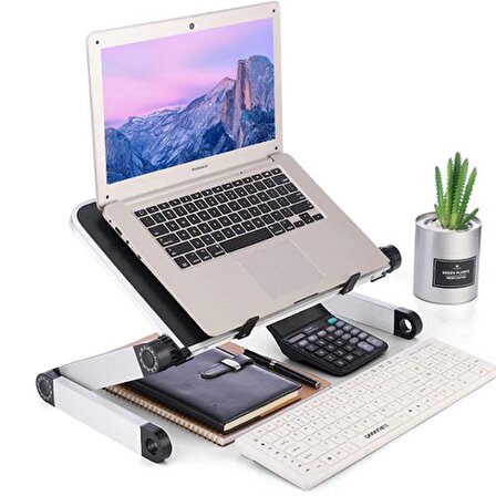Polham Yükseklik ve Açı Ayarlı Çok Fonksiyonlu 40CM Tepsili Laptop, Tablet Standı, Notebook Standı