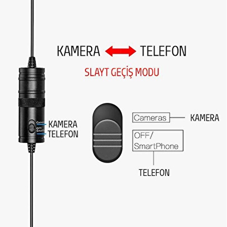 Polham 6 Metre 3.5MM Telefon ve Kamera İçin Yaka Mikrofonu, Canlı Yayın, Profesyonel Muhabir Mikrofonu