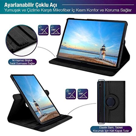 Polham Samsung Galaxy Tab S8 Plus 2022 12.4 (X800-X806) Standlı Tablet Kılıfı, Darbe Emici,Kaymaz