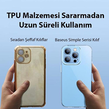 Baseus 03.MM İphone 14 Pro 6.1 Koruyucu Şeffaf Silikon Kılıf, Sararmaz Darbe Emici, Kamera Koruyucu