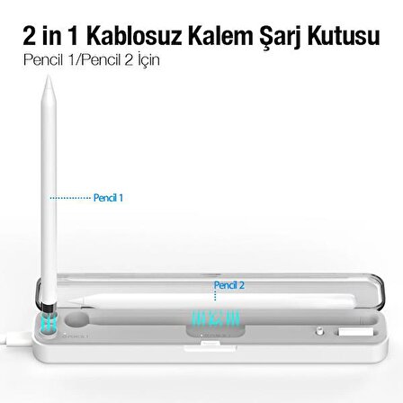 Polham Apple Pencil İçin Kablosuz Şarjlı Kalem Standlı Apple Pencil Saklama Kutusu,Taşınabilir Şarjlı( Apple Uyumludur.)