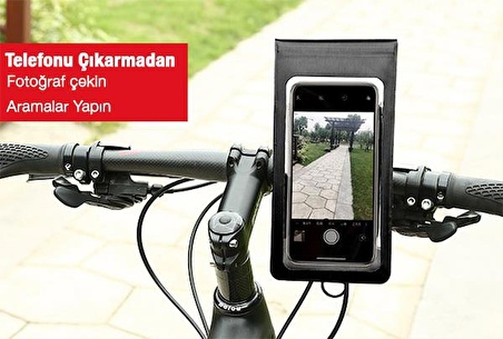 Polham Kamera Bölümlü Su Geçirmez Gidona Takılan Bisiklet, Motosiklet Telefon Tutucu, 360 Derece Dönebilen