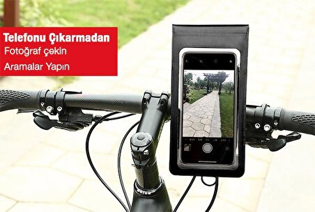 Polham Kamera Bölümlü Su Geçirmez Dikiz Aynasına Takılan Bisiklet, Motosiklet Telefon Tutucu