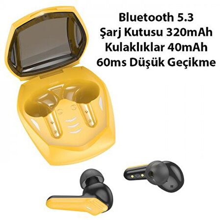 Polham BT5.3V Oyun Modlu Ses Gecikmesiz Mikrofonlu Bluetooth Kulaklık, Uzun Şarjlı, Gaming Kulaklık