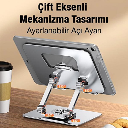 Polham 11-17 İnch Yükseklik Ayarlamalı, Katlanabilir Tablet ve Laptop Standı, 360 Derece Dönebilen