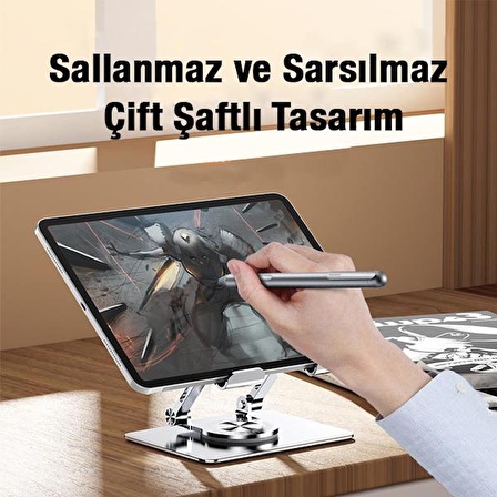 Polham 11-17 İnch Yükseklik Ayarlamalı, Katlanabilir Tablet ve Laptop Standı, 360 Derece Dönebilen