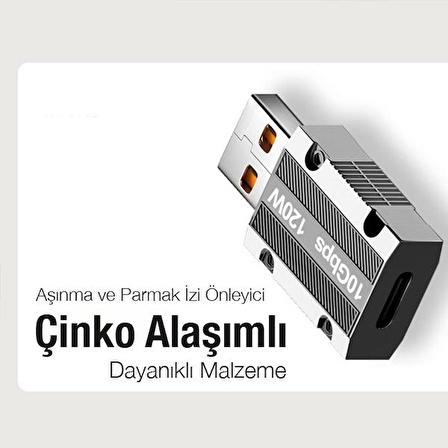 Polham 120W 10Gpbs USB To Type C Çevirici Dönüştürücü Adaptör, OTG Dönüştürücü, Ultra Dayanıklı 