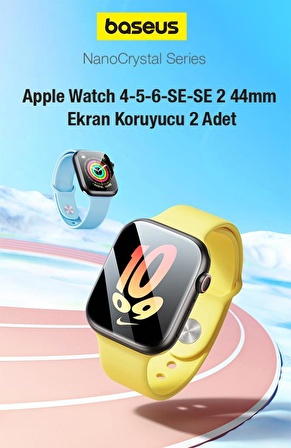 Baseus Full Kaplama Apple Watch 4,5,6,SE ve SE2 42mm İle Uyumlu Ekran Koruyucu, Çizik ve Kırılma Önleyici Nano