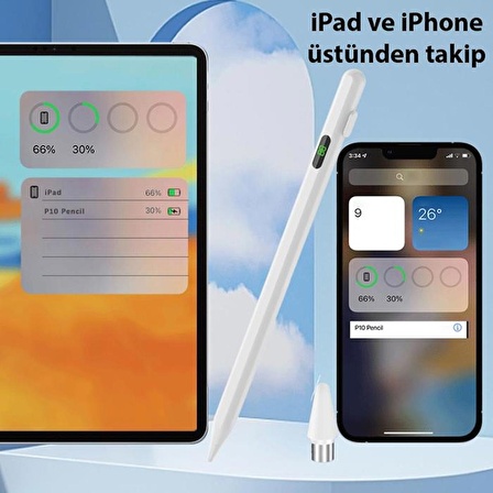 Polham Uzun Şarjlı Apple ve Android İle Uyumlu Kapasitif Stylus Dokunmatik Kalem, Çizim ve Yazı Kalemi