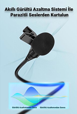 Polham HC Series 2 Metre iPhone Lightning Kablolu Profesyonel Yayıncı Yaka Mikrofonu, Canlı Yayın, Ses Kayıt Mikrofonu