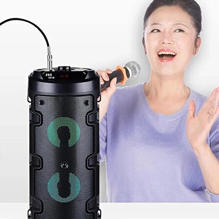 Polham Kablosuz Kumandalı Işıklı Karaoke Hoparlör, Ses Bombası Taşınabilir Bluetooth Hoparlör