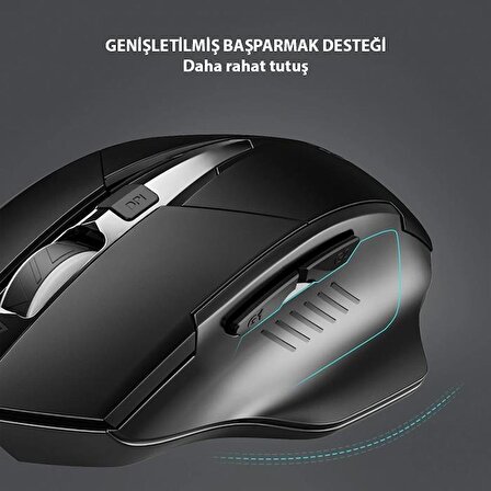 Polham 2.4G 500mAh Şarj Edilebilir Süper Sessiz Gaming, Oyuncu Mouse, Ergonomik Tasarımlı Mouse