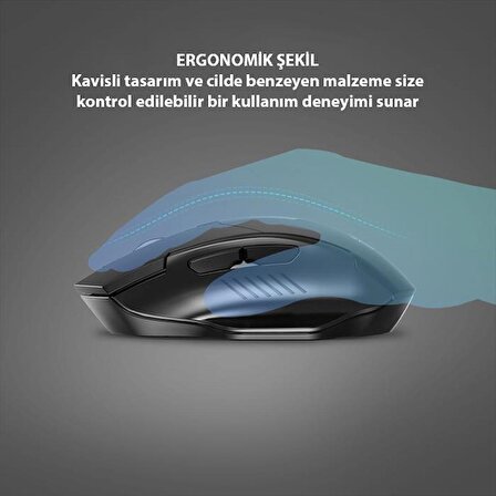 Polham 2.4G 500mAh Şarj Edilebilir Süper Sessiz Gaming, Oyuncu Mouse, Ergonomik Tasarımlı Mouse