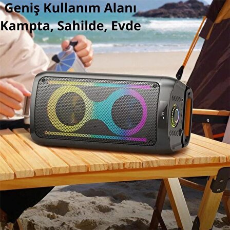Polham Karaoke Mikrofonlu Işıklı Ses Bombası Hoparlör, 4500mAh Şarjlı Taşınabilir, Bluetooth, USB, Aux Girişli Hoparlör