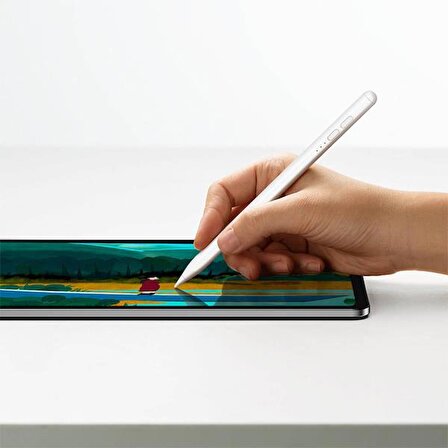 Baseus 130Mah Şarjlı Apple İpad 7, 8 Dokunmatik Tablet Kalemi, Aktif Versiyon, Yedek Uçlu, Ledli( Apple Uyumludur.)