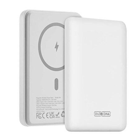 Polhammobile Magsafe Iphone 13 13 Pro 13 Pro Max 5000 mAh Hızlı Şarj Powerbank Beyaz 