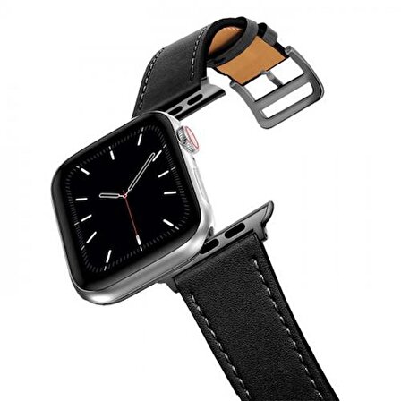Polham Apple Watch 7-8 İle Uyumlu 45mm Retro Tasarımlı Deri Kordon, Ultra Sağlam Kilitli Kayış
