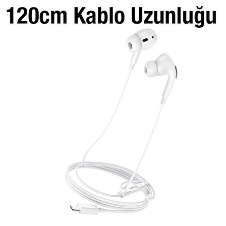 Polham HC Series iPhone 12, 12 Pro ile Uyumlu Lightning Kulakiçi Kablolu Kulaklık, 120Cm Kablolu, Ultra Hafif Silikon Uçlu Kulaklık