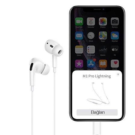 Polham HC Series iPhone 14 Pro Max ile Uyumlu Lightning Kulakiçi Kablolu Kulaklık, 120Cm Kablolu, Ultra Hafif Silikon Uçlu Kulaklık