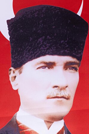 Uzun Tekli Atatürk Masa Bayrağı Saten Kumaş Dijital Baskı 15x22,5 cm