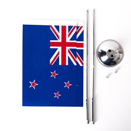Yeni Zelanda 2li Masa Bayrağı Saten Kumaş Dijital Baskı 15x22,5 cm