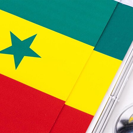 Senegal 2li Masa Bayrağı Saten Kumaş Dijital Baskı 15x22,5 cm