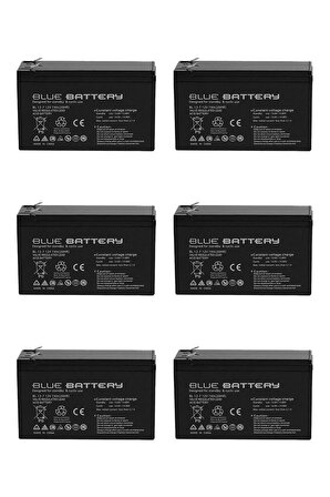 6 Adet Blue Battery 12v 7ah- Bakımsız Kuru Akü 2023 Eylül Üretim 12 Volt 7 Amper