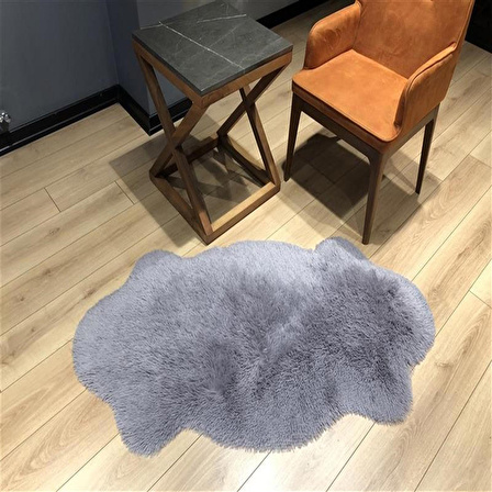 Tüy Dökmez Tavşan Tüyü Post Halı Gri