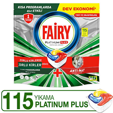 Fairy Platinum Plus Bulaşık Makinesi Deterjanı Kapsülü 115 Yıkama Limon Kokulu
