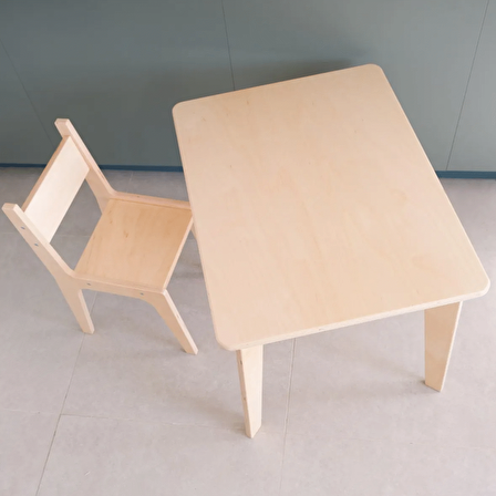 Minik Fare Montessori Ahşap Çocuk Masa Ve Sandalye Takımı (Masa + 2 Sandalye)